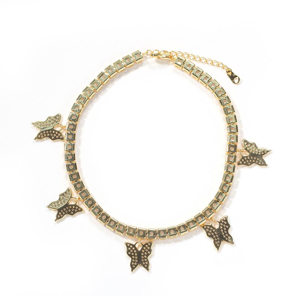 Pulseira de Tornozelo Jardim de Borboletas com Zircónias