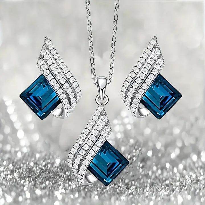 Conjunto de Joias com Pedras de Safira Azul