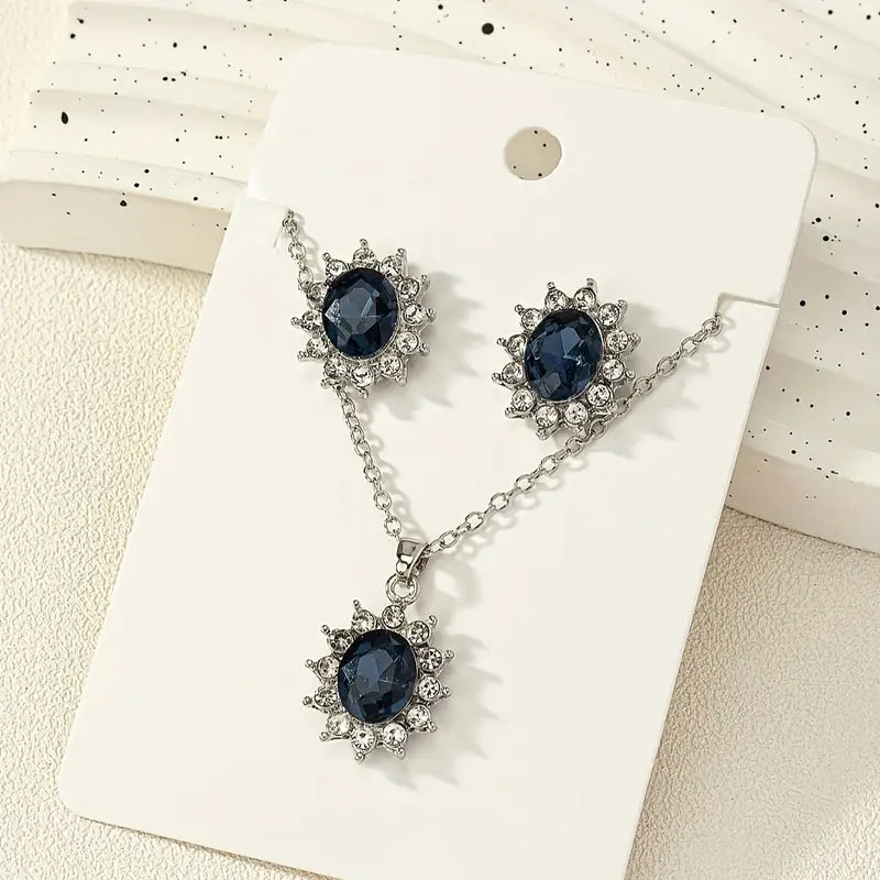Conjunto de Joias com Safira Escura