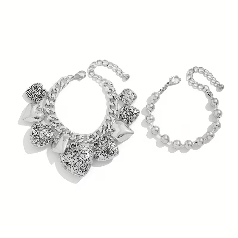Conjunto de 2 Braceletes Rígidas Coração Abundante