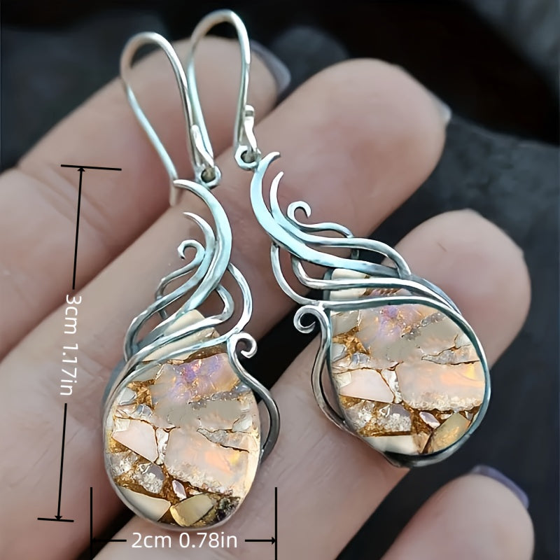 Brincos Pendentes Vintage com Pedras Preciosas