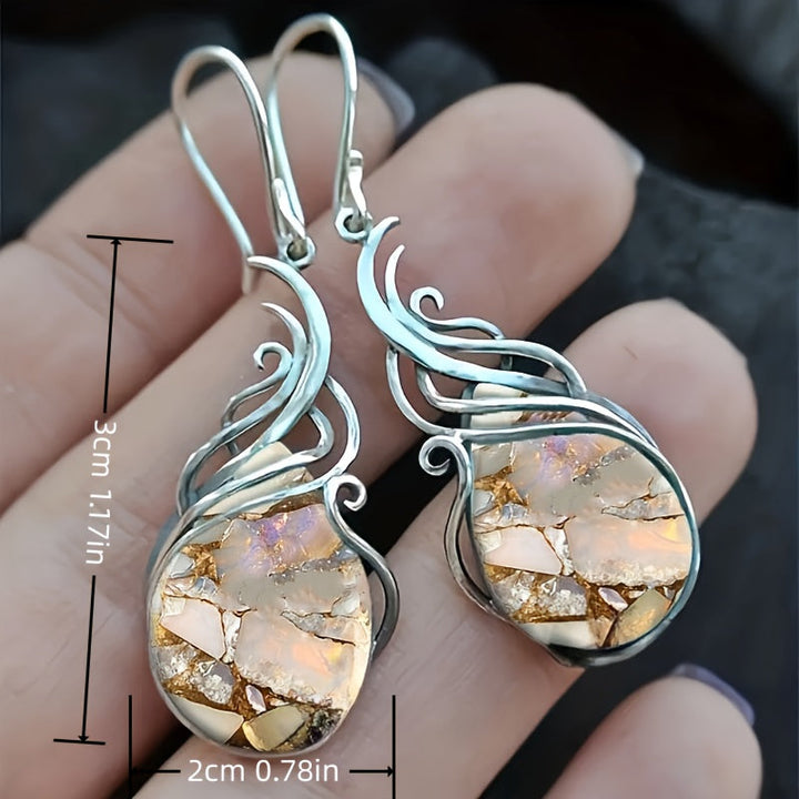 Brincos Pendentes Vintage com Pedras Preciosas