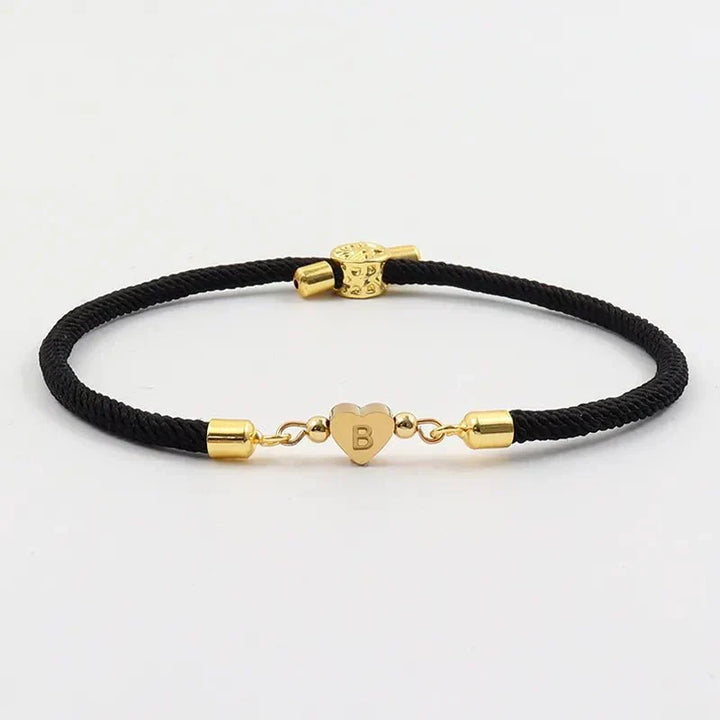 Pulseiras Ajustáveis com Coração e Inicial