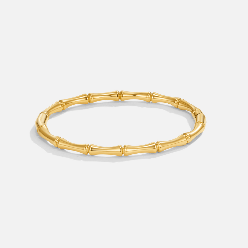 Bracelete Rígida Dourada Ara com Motivo de Bambu