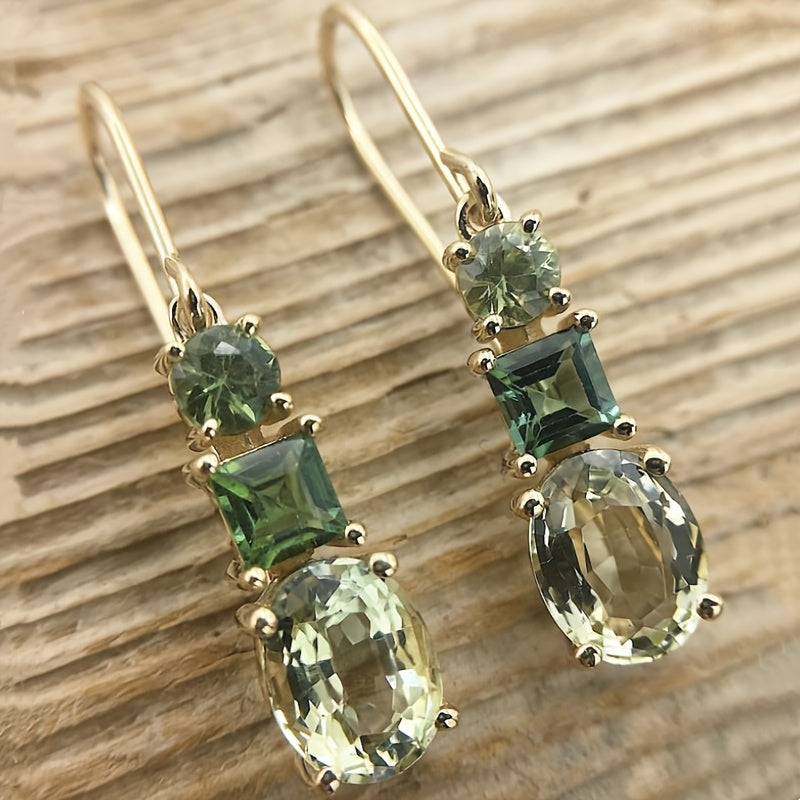 Brincos Pendentes Retro Verdes Elegantes