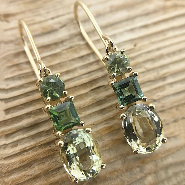 Brincos Pendentes Retro Verdes Elegantes