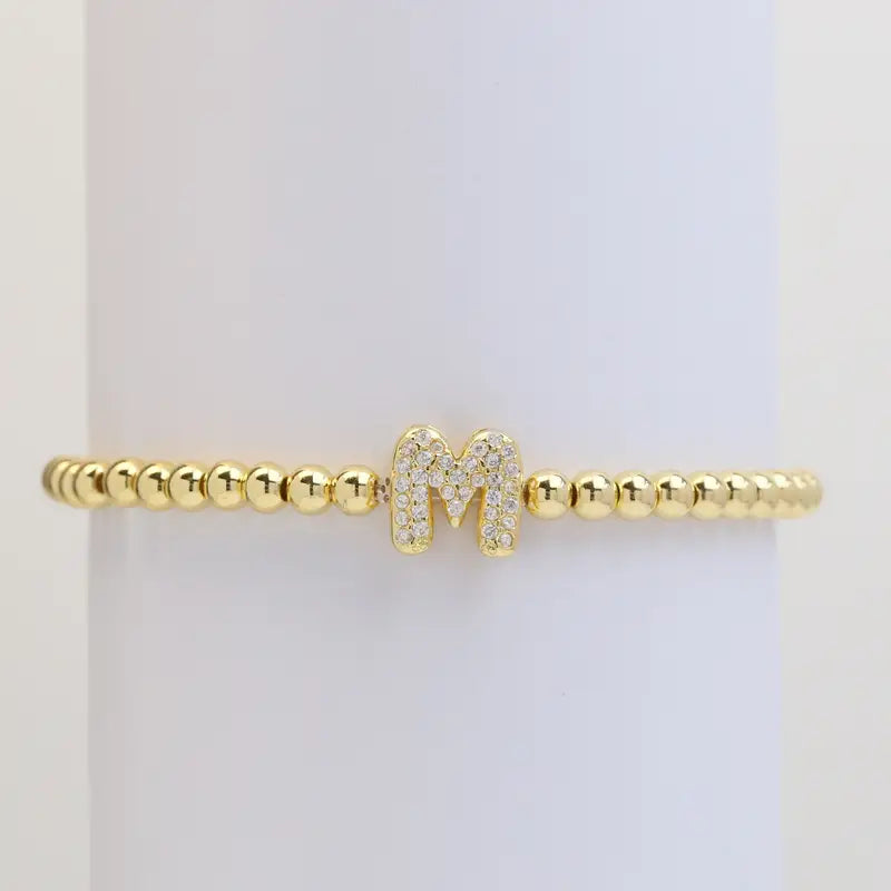 Pulseira de Contas com Inicial Bubble A–Z