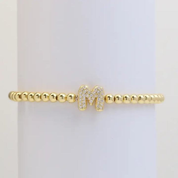 Pulseira de Contas com Inicial Bubble A–Z