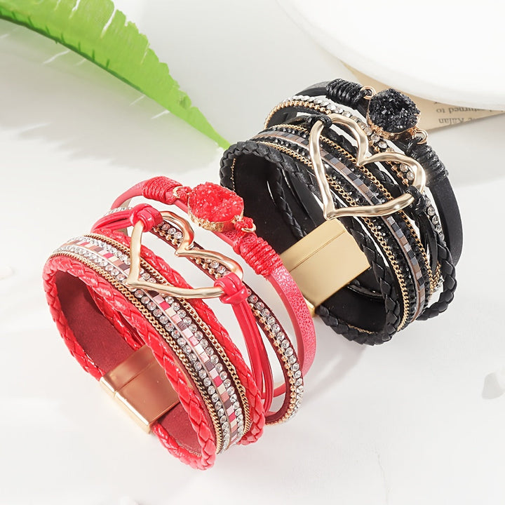 Pulseira de Couro Boémia de Várias Camadas
