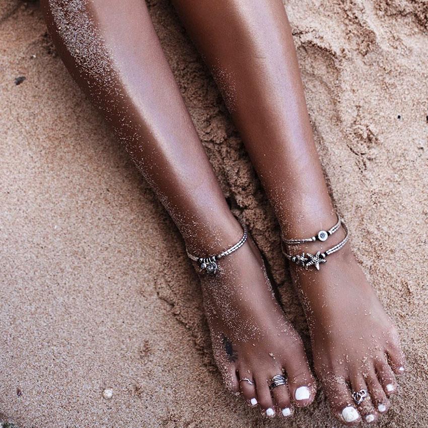 Pulseira de Tornozelo Boho Fofa com Estrela-do-Mar