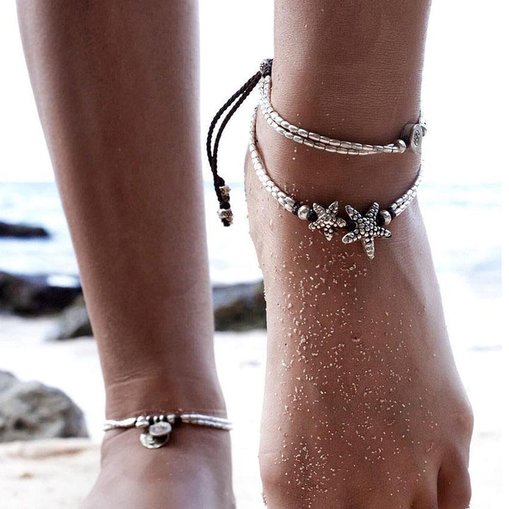 Pulseira de Tornozelo Boho Fofa com Estrela-do-Mar
