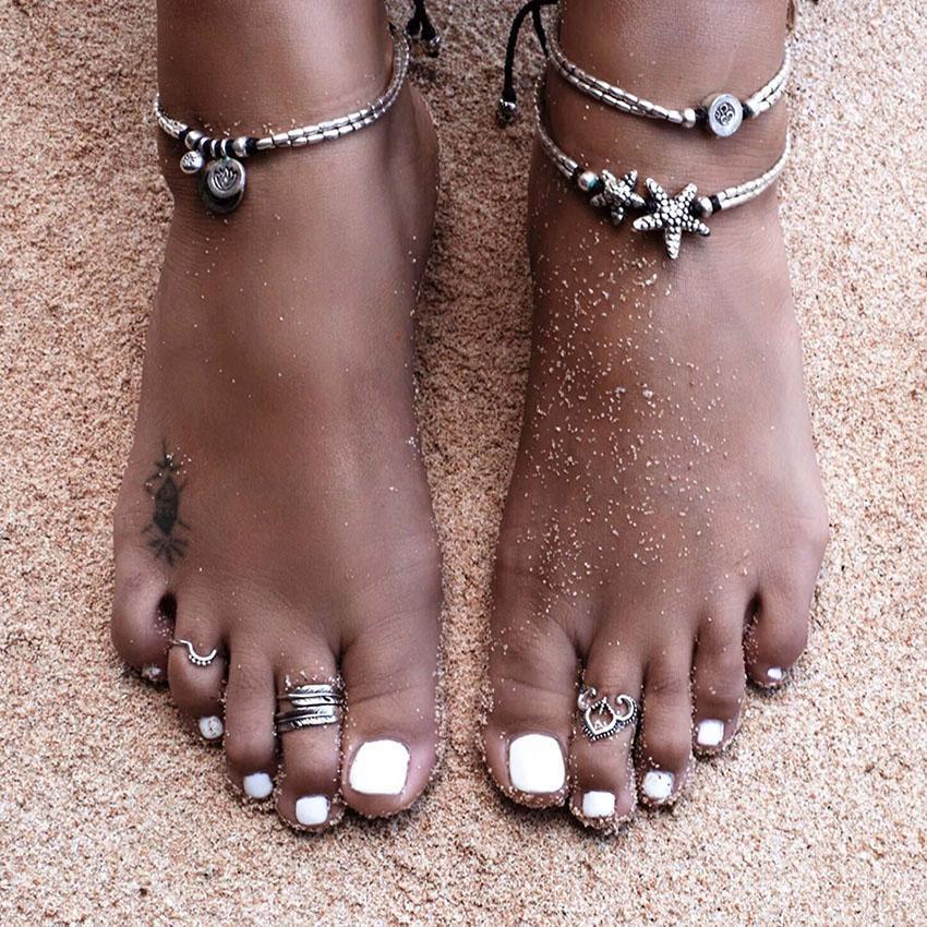 Pulseira de Tornozelo Boho Fofa com Estrela-do-Mar