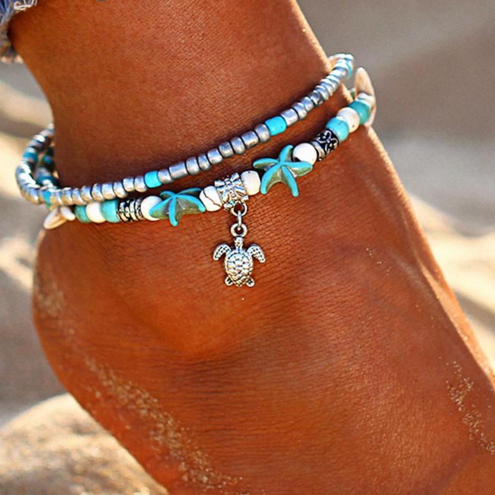 Pulseira de Tornozelo de Praia de Verão Feita à Mão