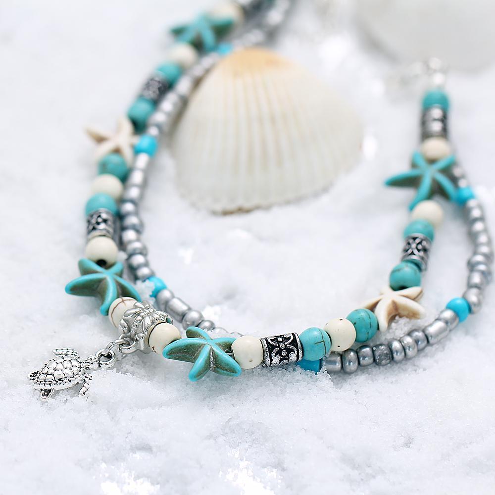 Pulseira de Tornozelo de Praia de Verão Feita à Mão