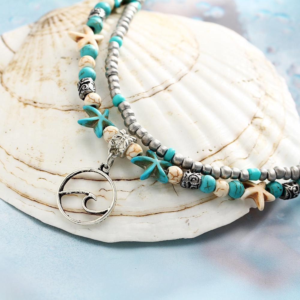 Pulseira de Tornozelo de Praia de Verão Feita à Mão