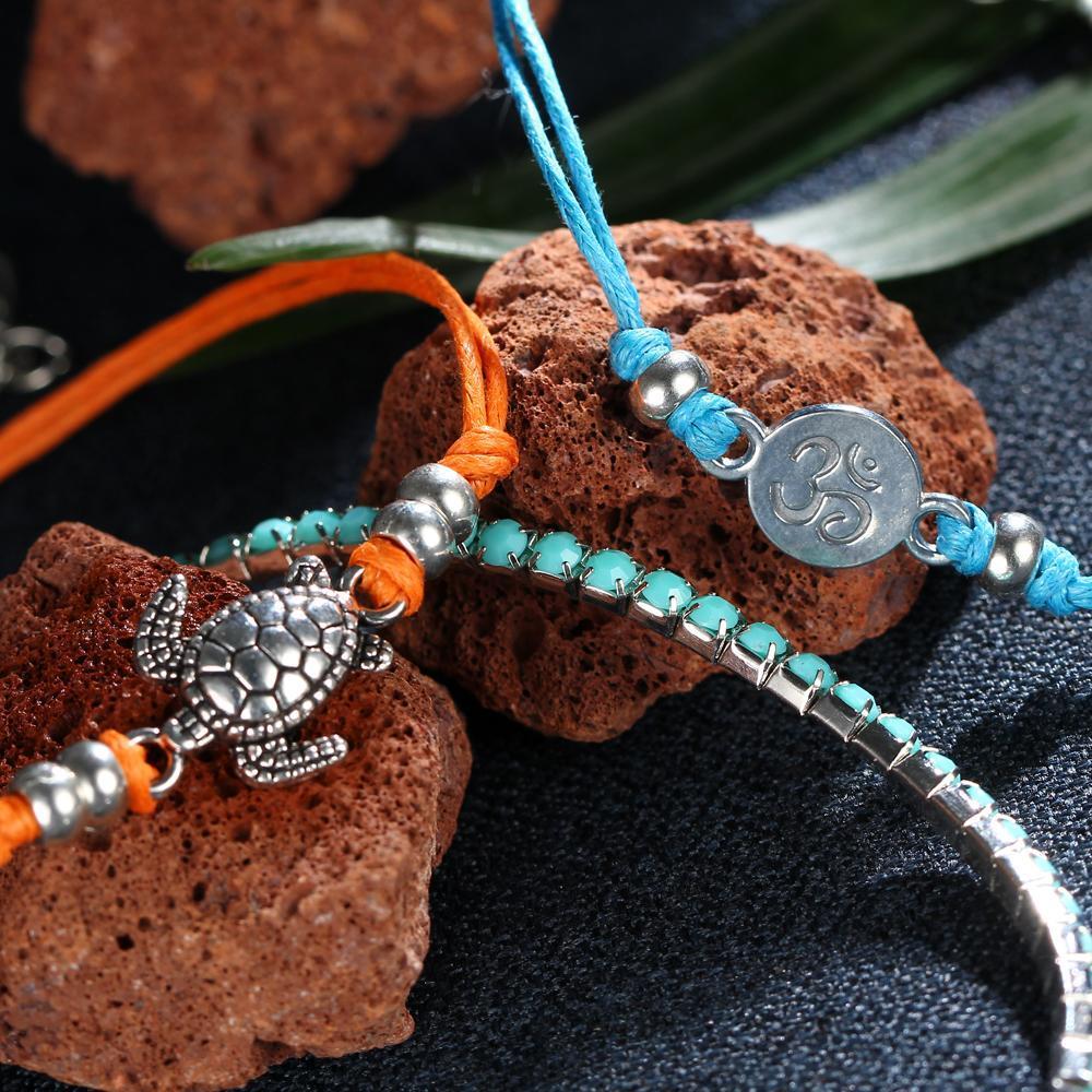 Conjunto de Pulseiras Boho com Tartaruga