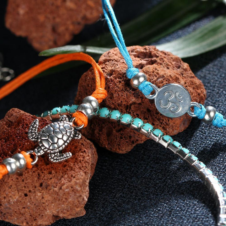 Conjunto de Pulseiras Boho com Tartaruga