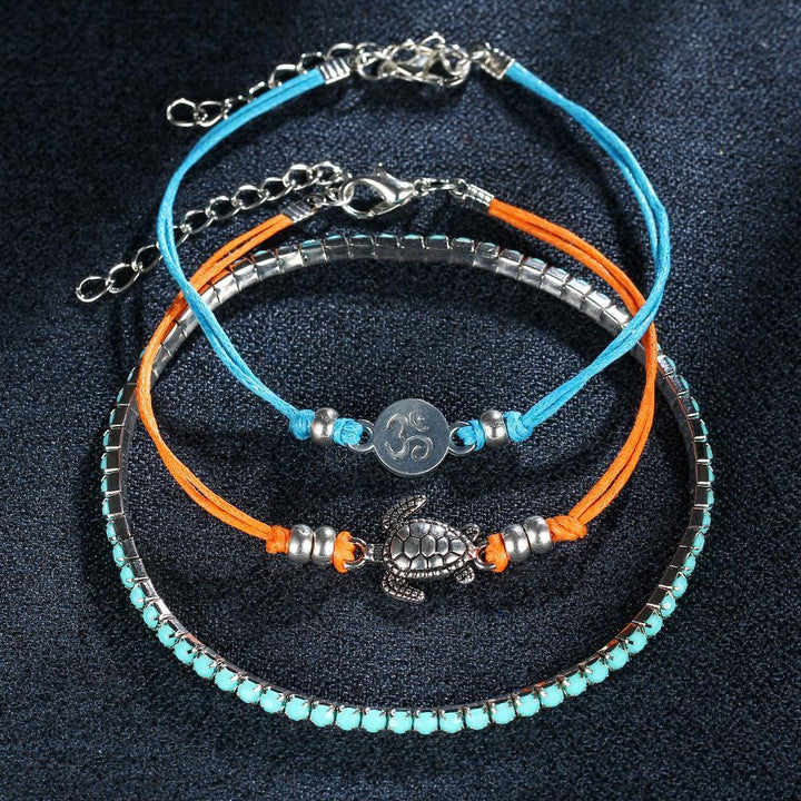 Conjunto de Pulseiras Boho com Tartaruga