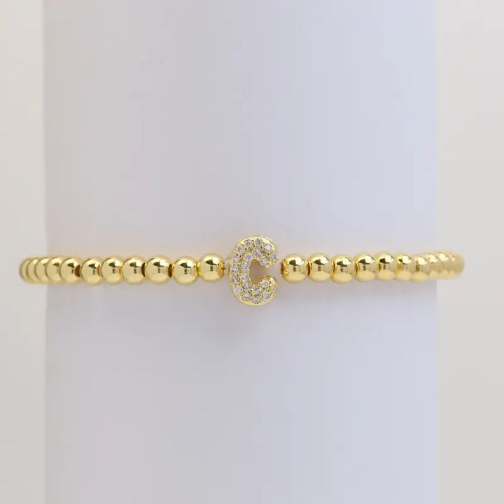 Pulseira de Contas com Inicial Bubble A–Z
