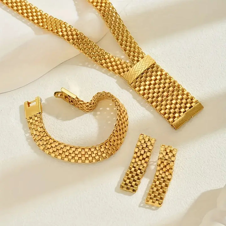 Conjunto de Joias em Malha de Ouro 18K