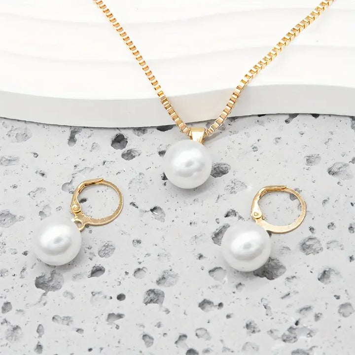 Conjunto de Joias de Pérolas Golden Grace