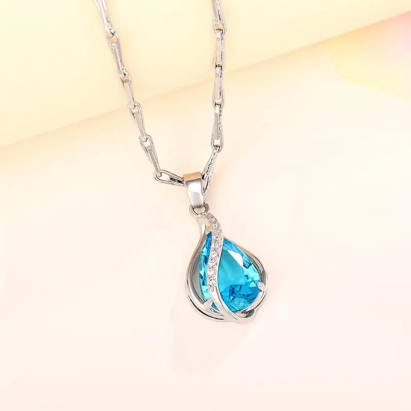 Colar Elegante com Pedra Azul
