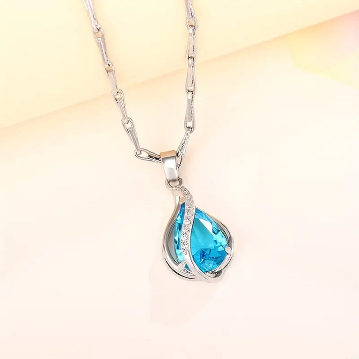 Colar Elegante com Pedra Azul