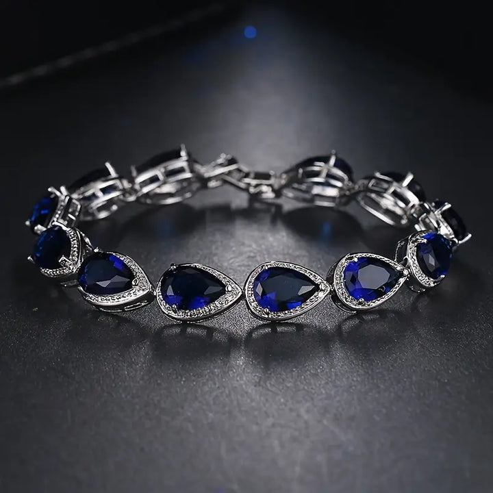Pulseira Prateada com Safira