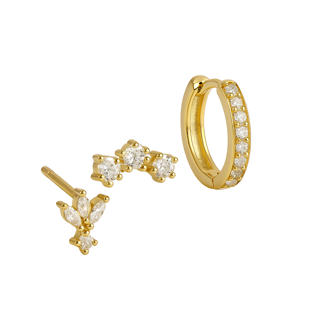 Conjunto de Brincos Trio Mila Essentials | Ouro