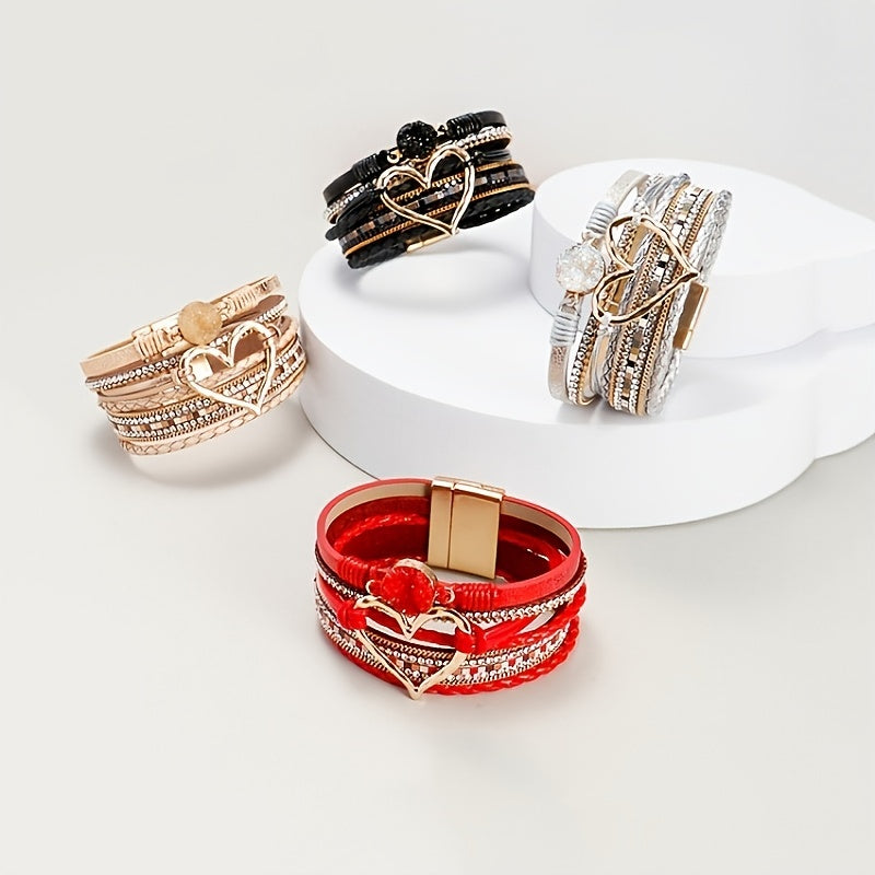 Pulseira de Couro Boémia de Várias Camadas