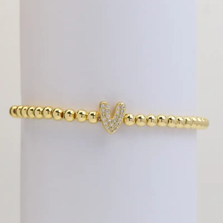 Pulseira de Contas com Inicial Bubble A–Z
