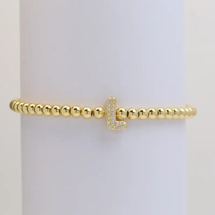 Pulseira de Contas com Inicial Bubble A–Z