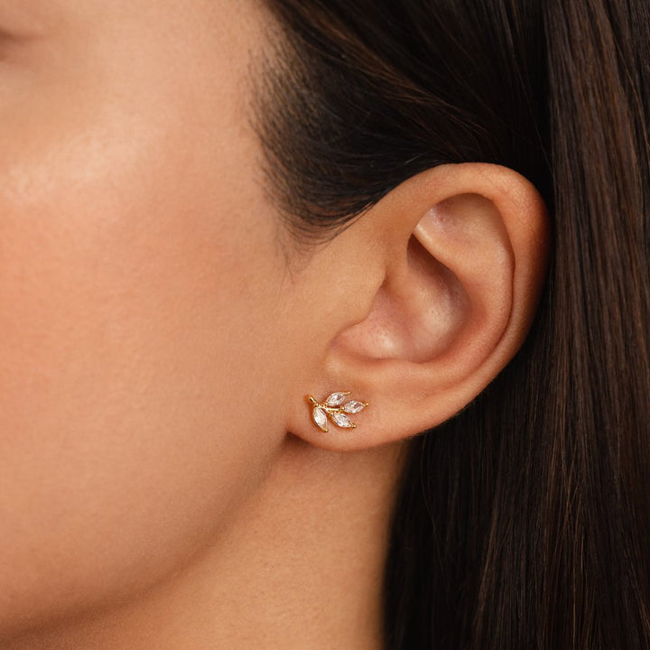 Brincos de Cristal Elegantes com Folha