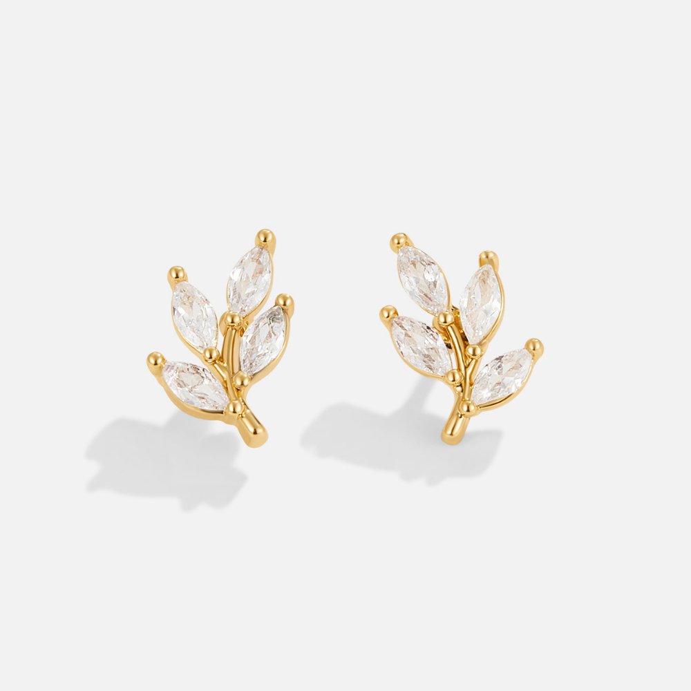 Brincos de Cristal Elegantes com Folha
