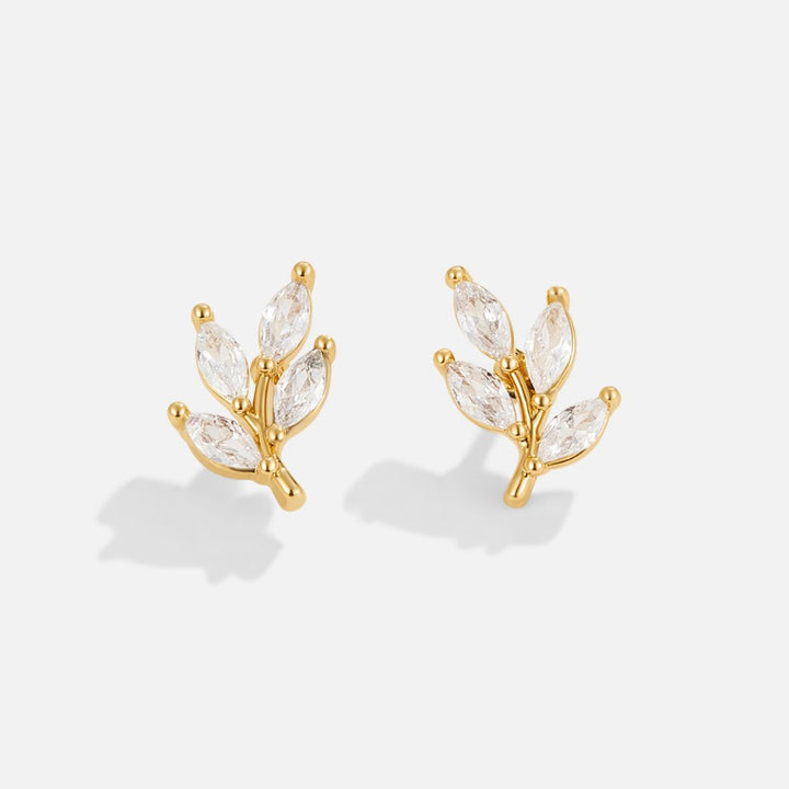 Brincos de Cristal Elegantes com Folha