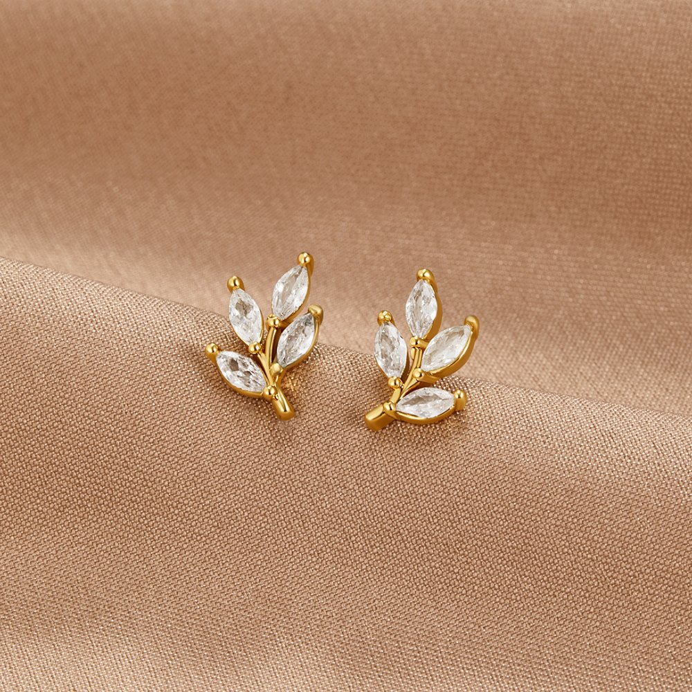 Brincos de Cristal Elegantes com Folha