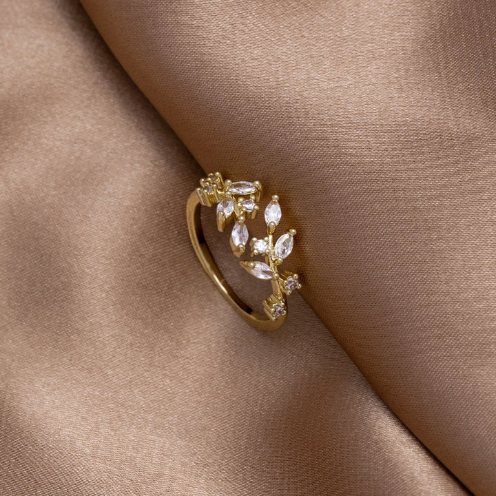 Anel com Videira de Cristal, Ouro 18K