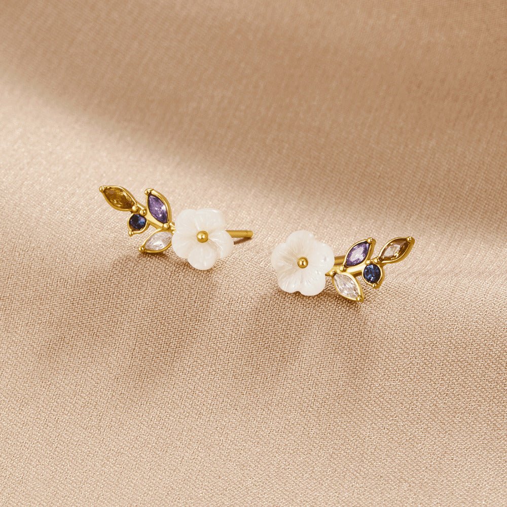 Brincos de Cristal com Flor Branca