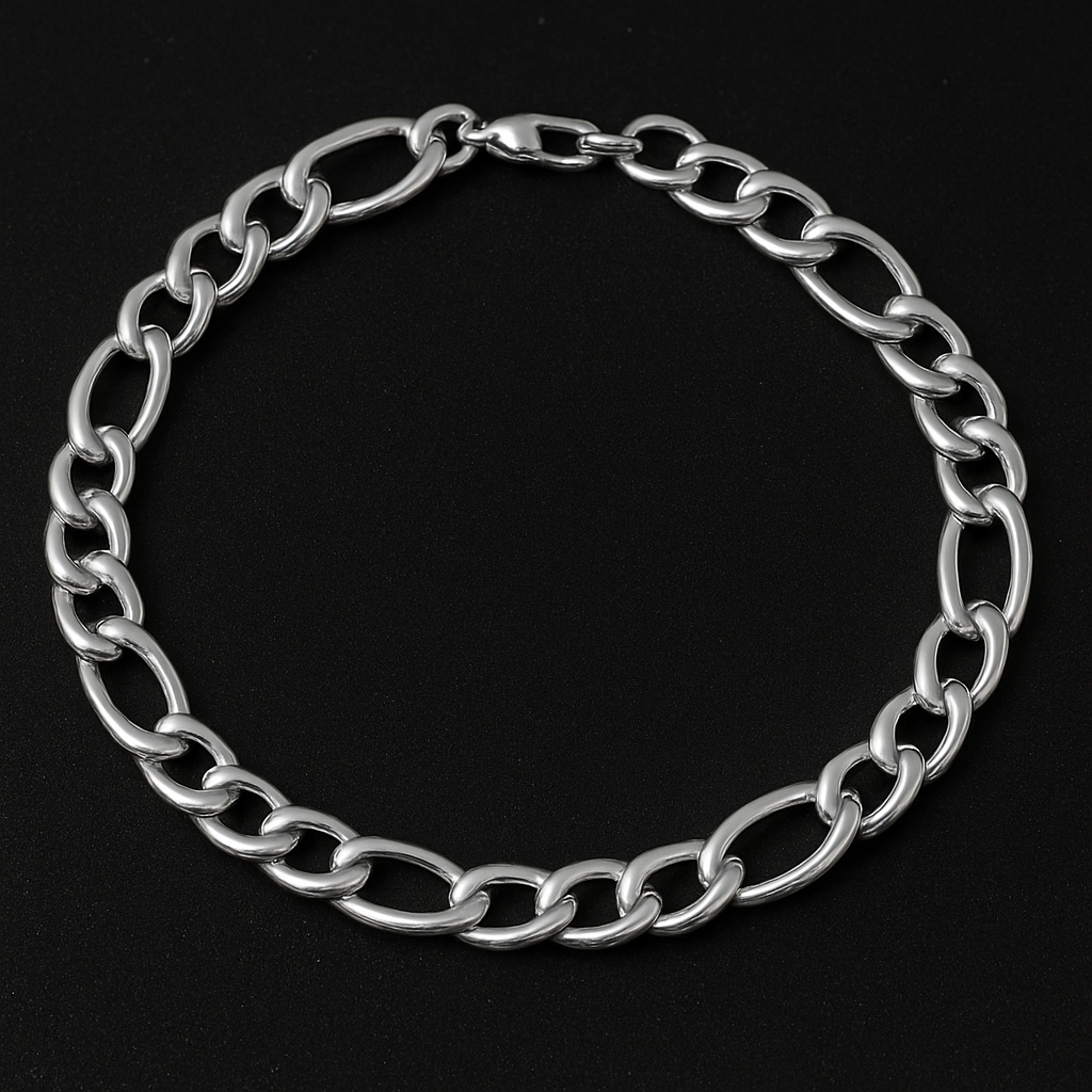 Pulseira com Corrente Figaro, Banhada a Ouro 14K