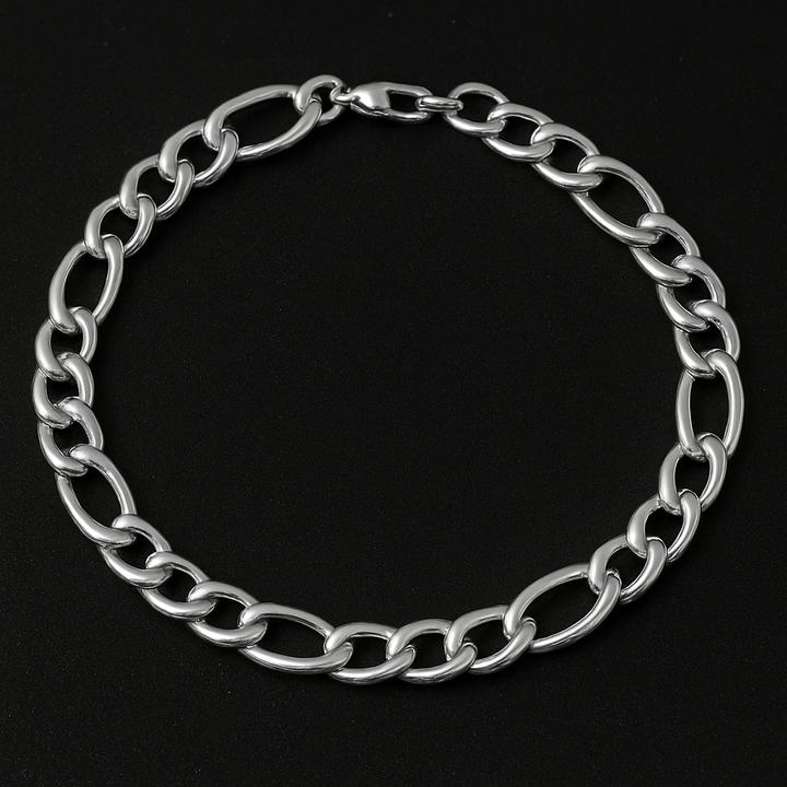 Pulseira com Corrente Figaro, Banhada a Ouro 14K