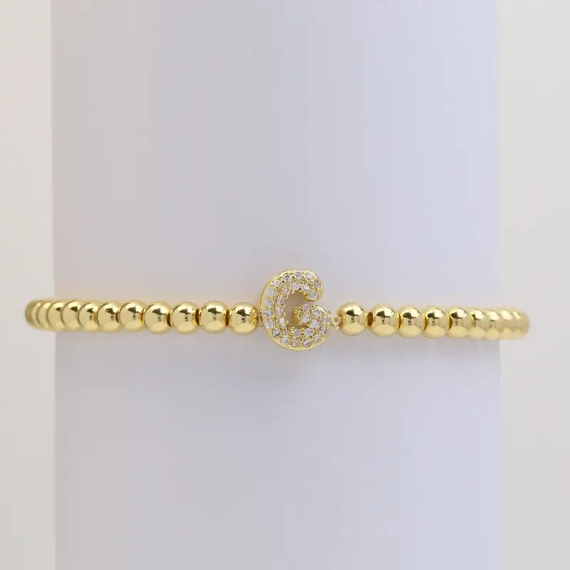 Pulseira de Contas com Inicial Bubble A–Z