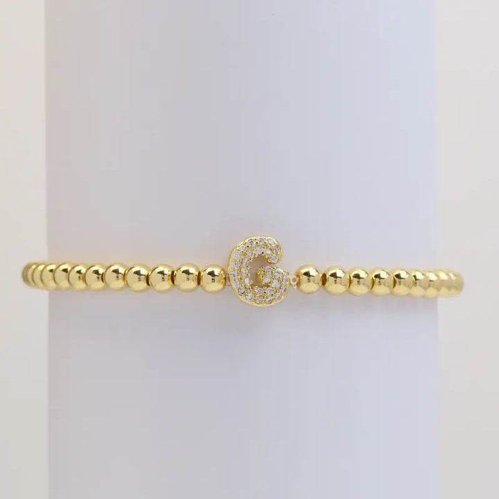Pulseira de Contas com Inicial Bubble A–Z
