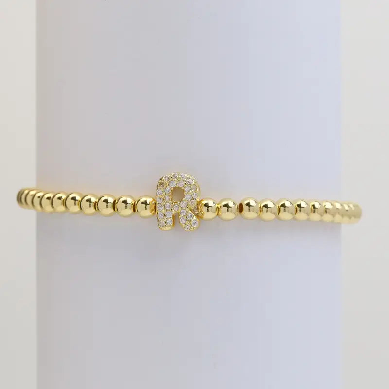 Pulseira de Contas com Inicial Bubble A–Z