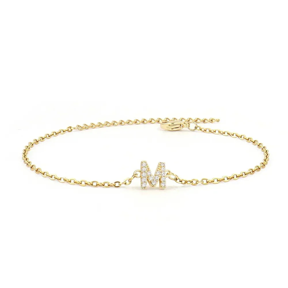 Pulseira de Corrente Delicada com Inicial