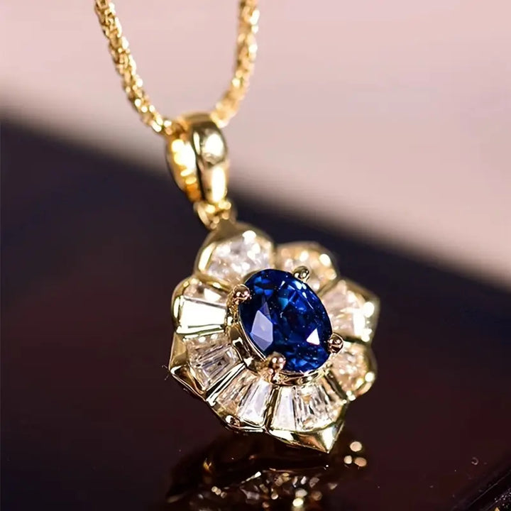 Colar Dourado com Pedra de Safira