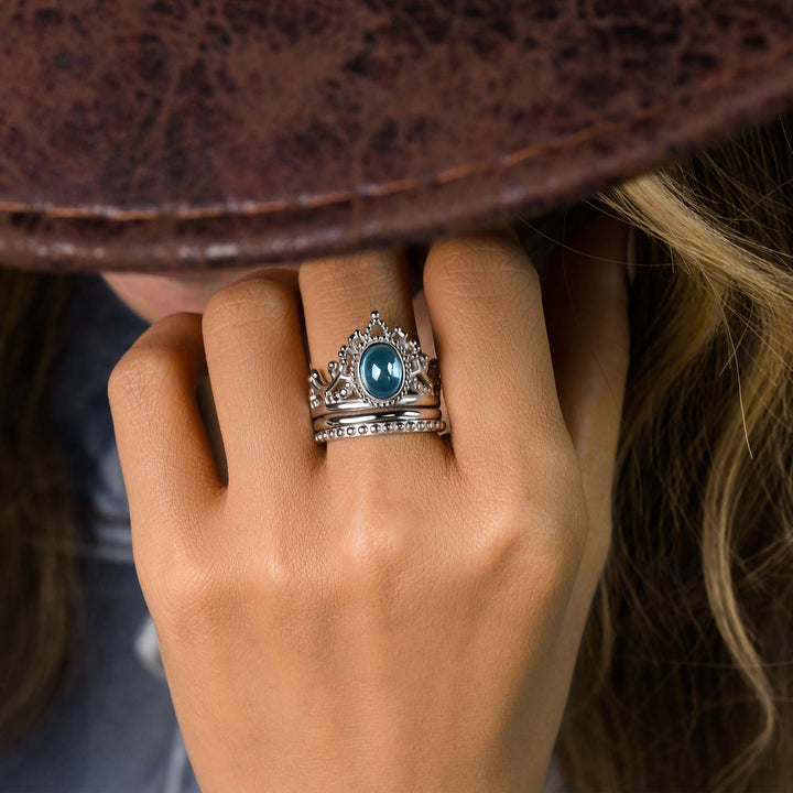 Anel Dustland Crown – Água-Marinha