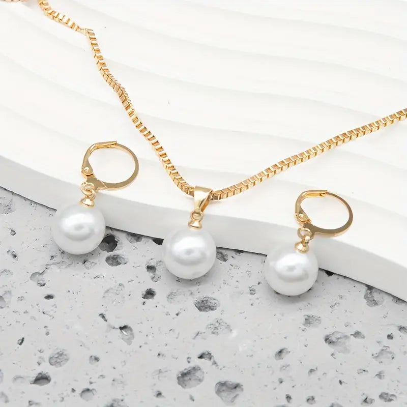 Conjunto de Joias de Pérolas Golden Grace