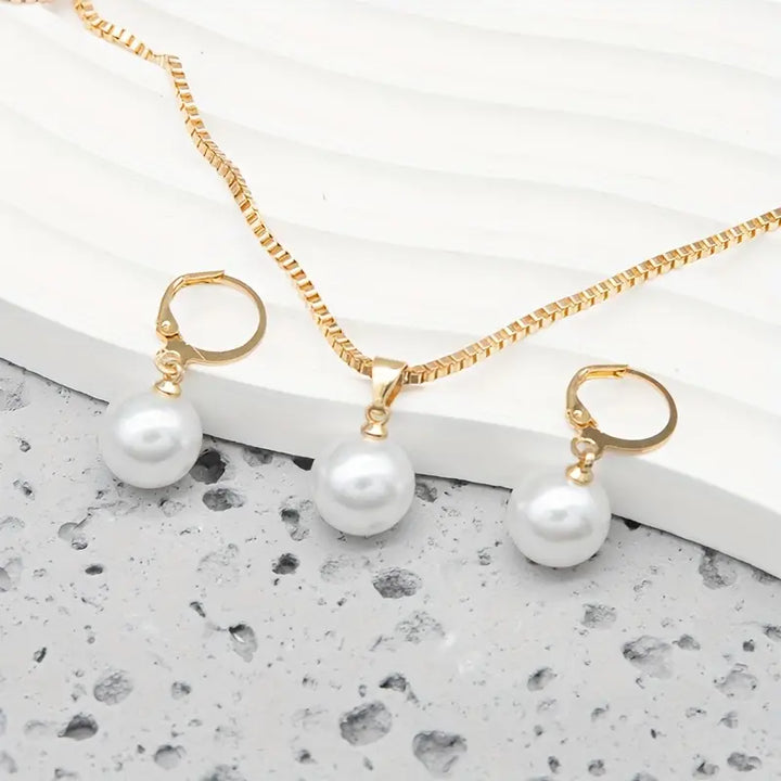 Conjunto de Joias de Pérolas Golden Grace