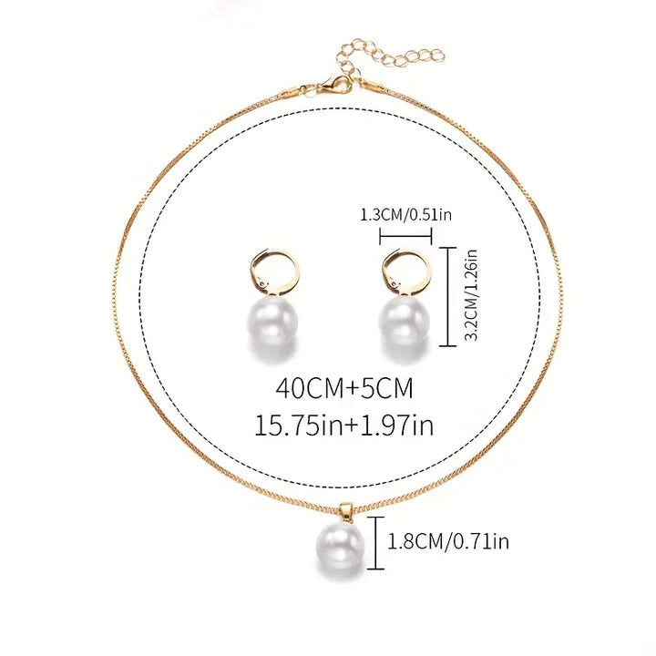 Conjunto de Joias de Pérolas Golden Grace