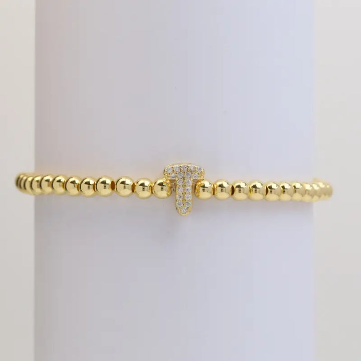 Pulseira de Contas com Inicial Bubble A–Z